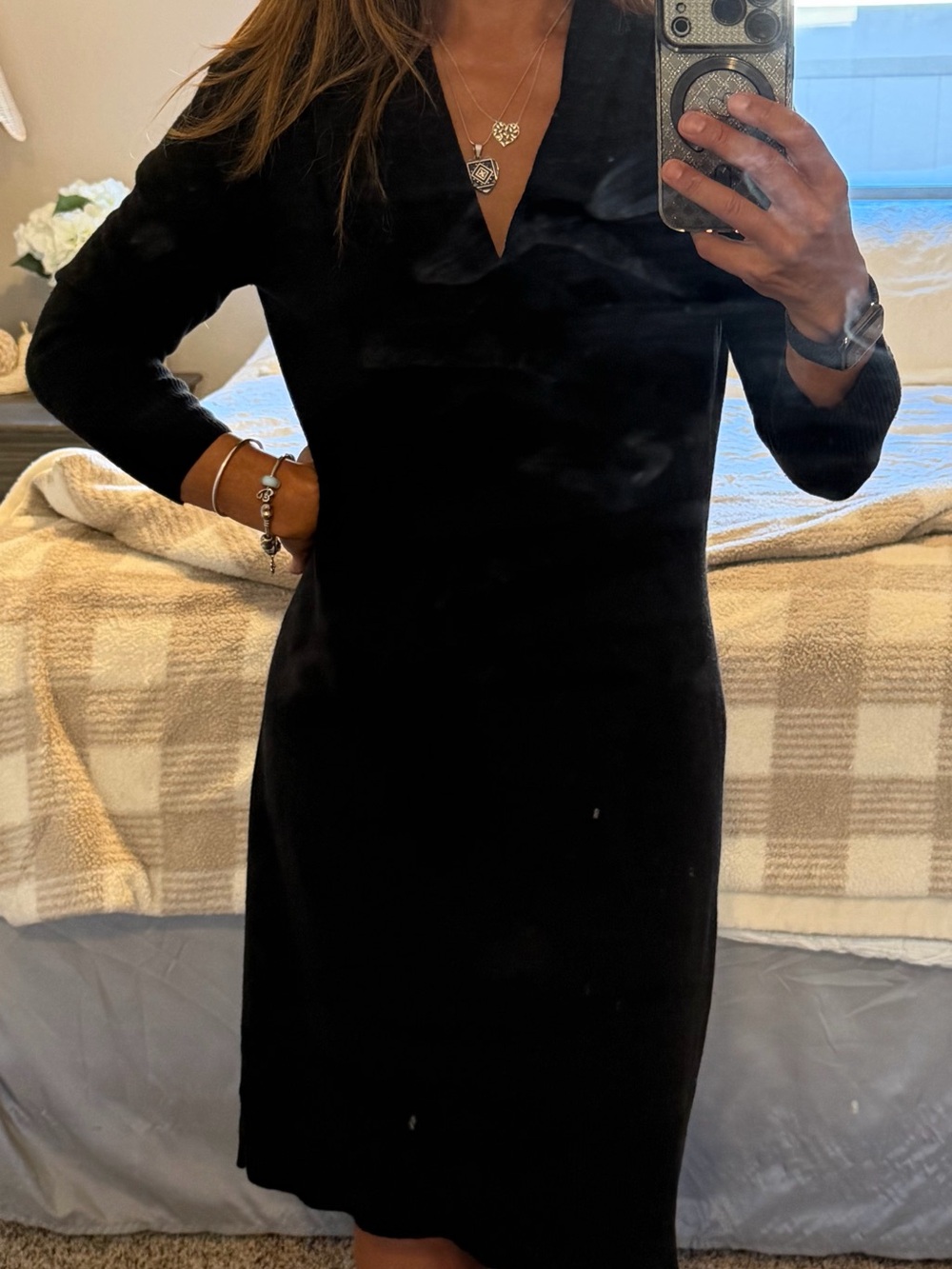 3 for$10✨East 5th Women’s Black V-Neck 3/4 Sleeve Knit Dress, Size S
